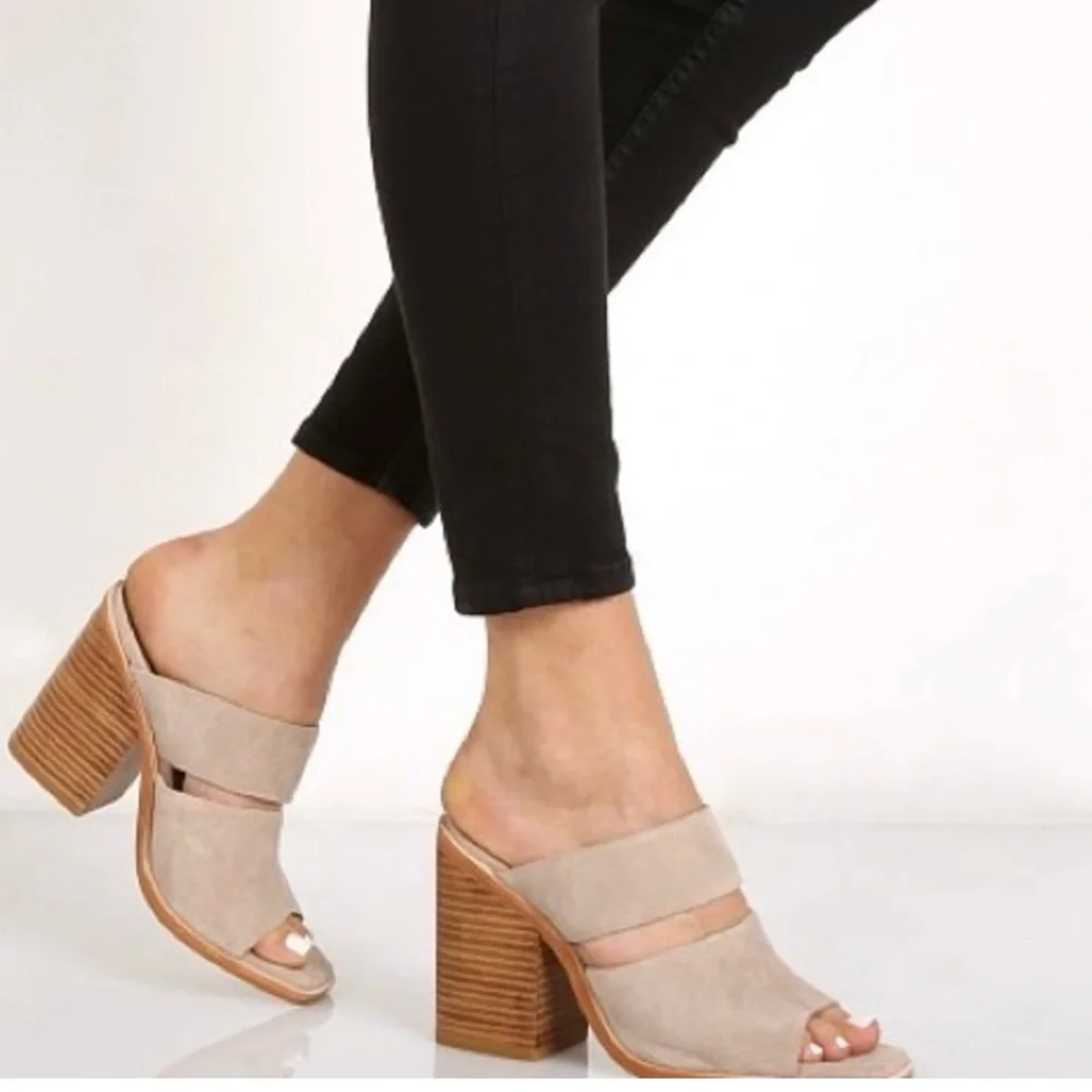 New Sol Sana Dice Mule Sandals Taupe 8.5 New